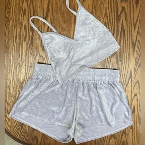 💤🩶💤Out from Under for Urban Outfitters Velvet Pajama Set in Soft Gray